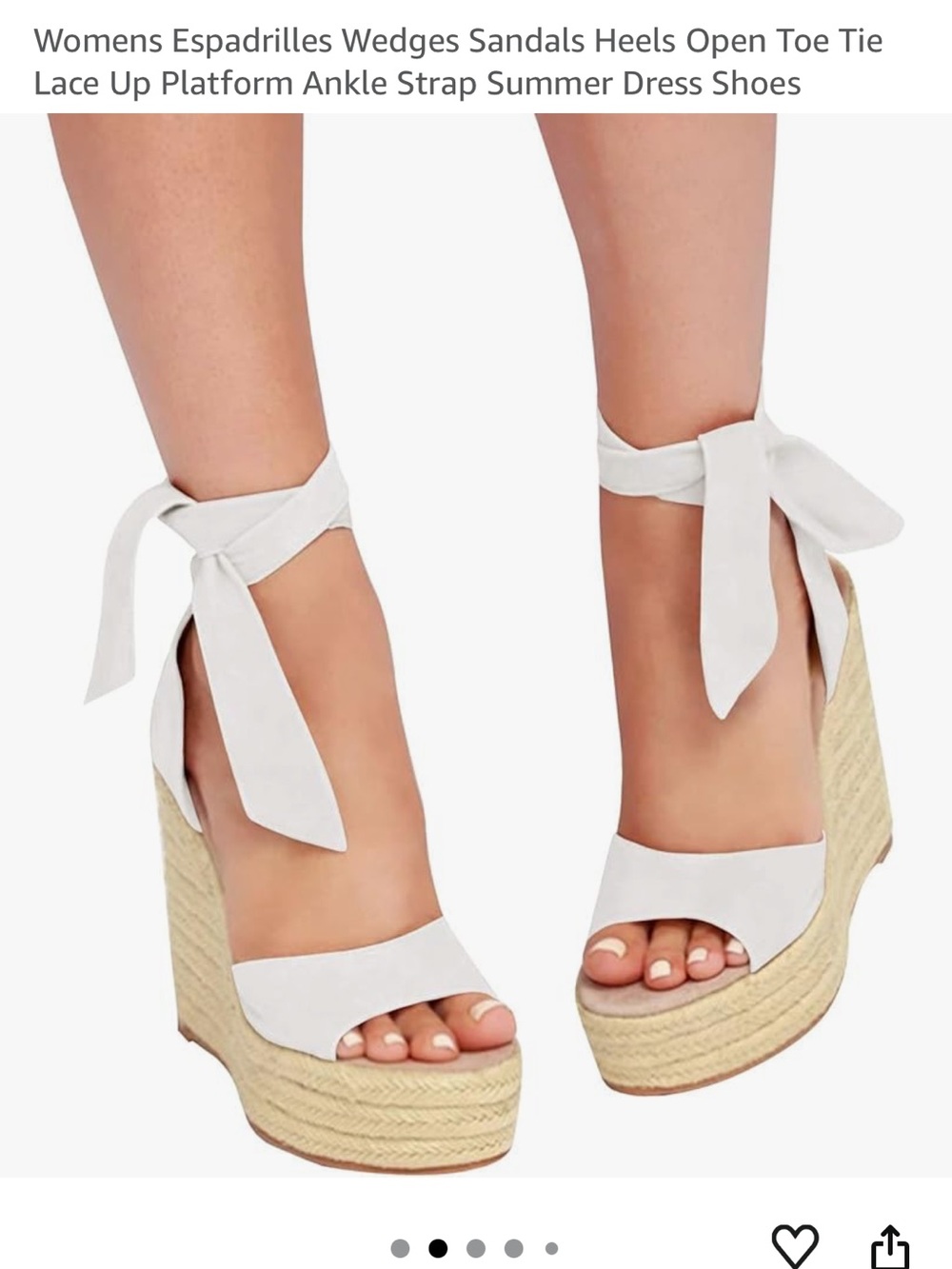 Women’s White Espadrille Wedge Sandals with Ankle Tie
